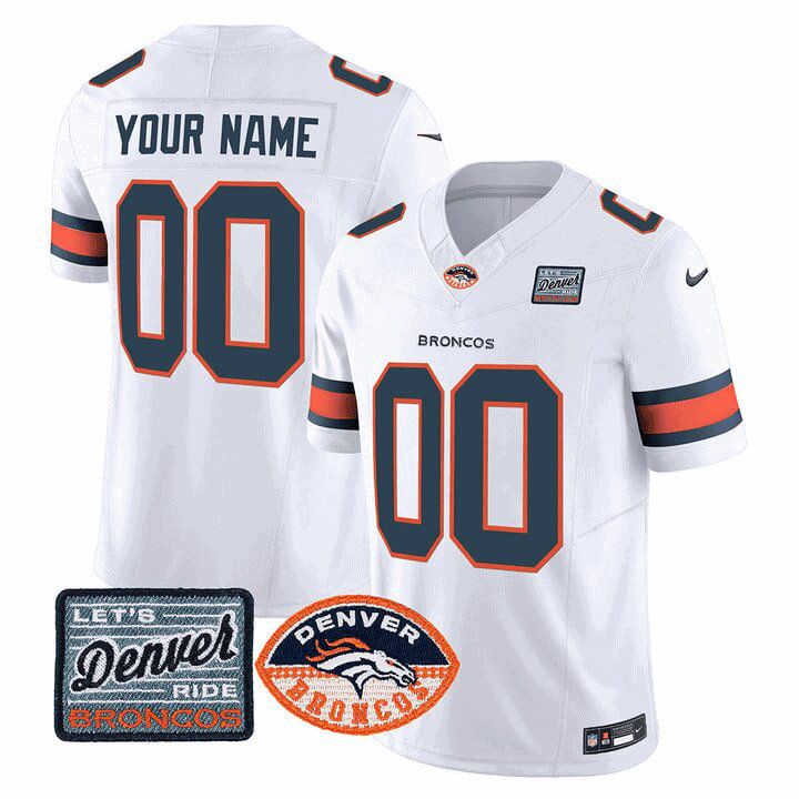 Men Denver Broncos White 2024 Nike Logo Patch Vapor Limited Custom NFL Jersey->customized nfl jersey->Custom Jersey